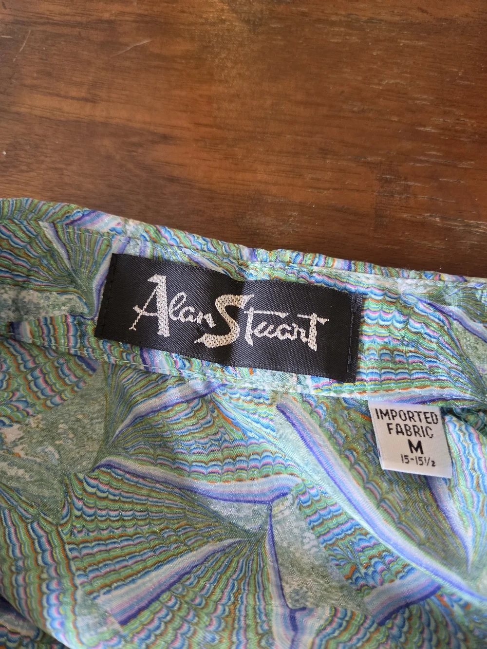 Alan Stuart Green Patterned Button-Front Top - Picture 4 of 4